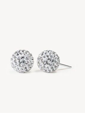 Hillberg & Berk 10mm White Sparkle Ball Earrings